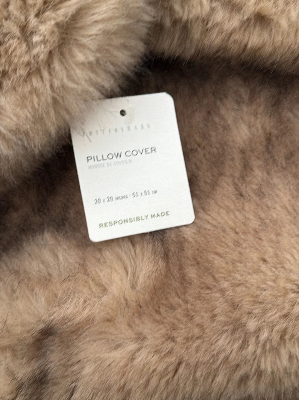 Pottery Barn Faux Mink Throw and 2 Pillow Covers Taupe color